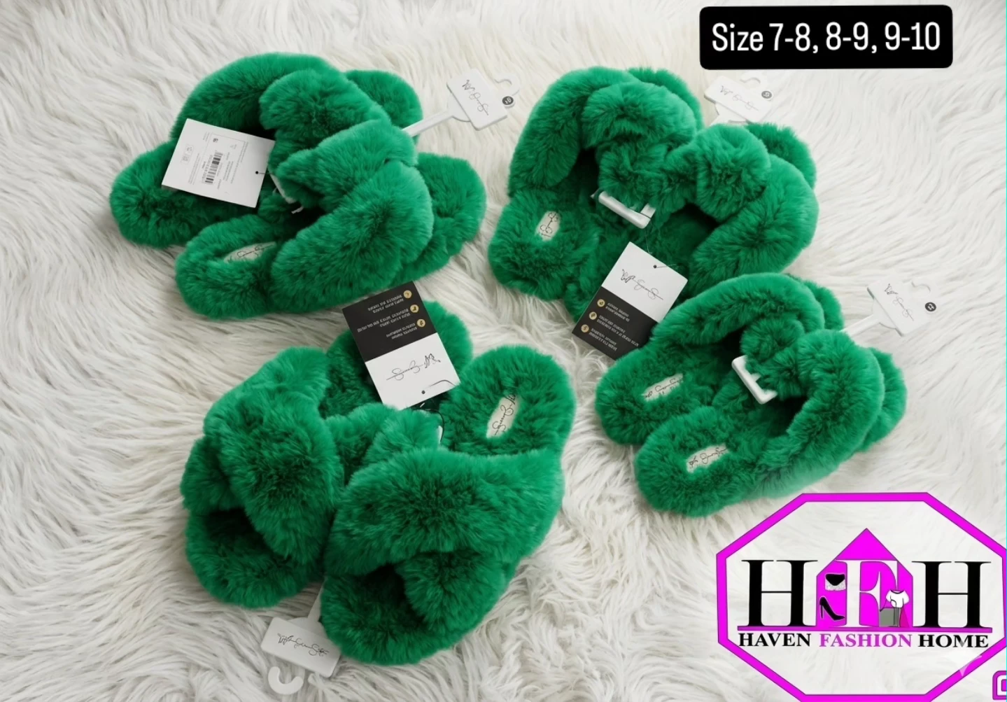 Jessica Simpson Faux Fur Slippers - Green