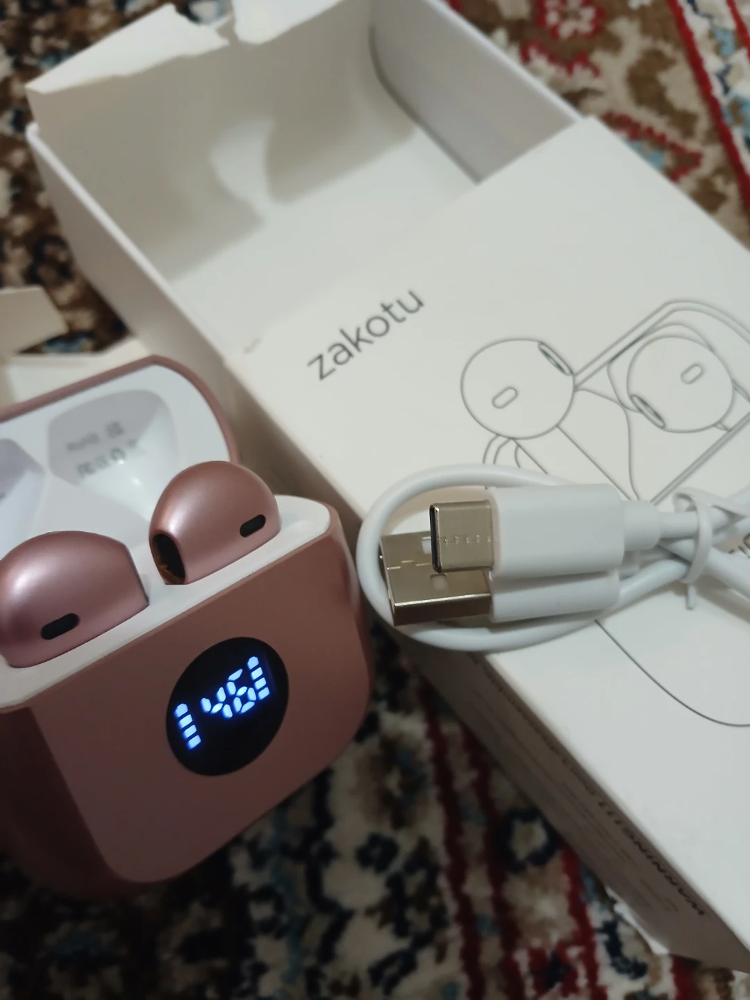 Zakotu Rose Gold Wireless Earbuds with Charging Case - photo 2