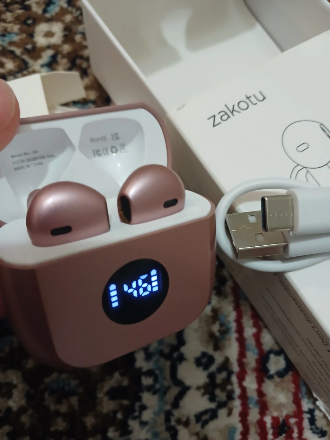 Zakotu Rose Gold Wireless Earbuds with Charging Case - photo 3