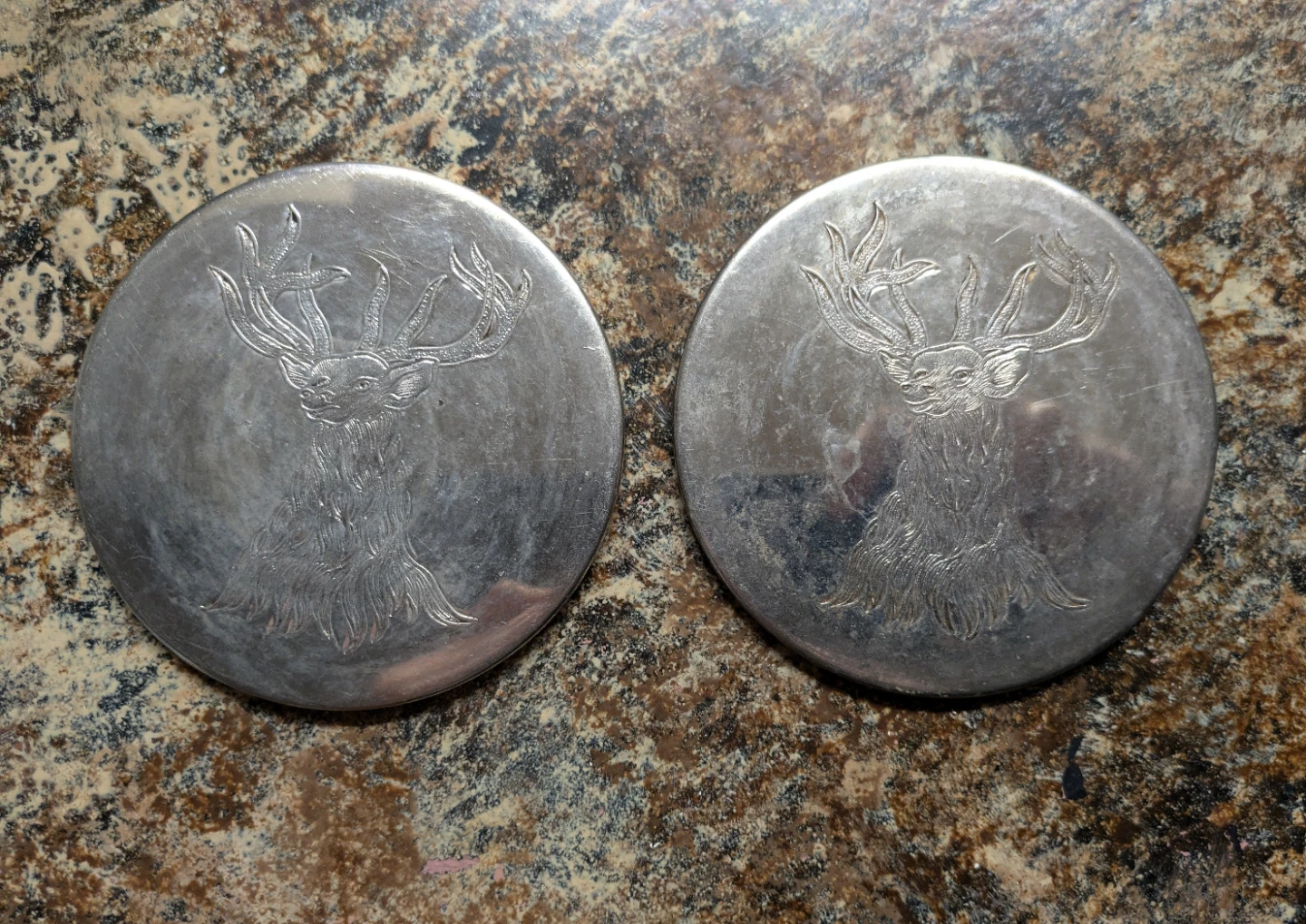 Set of 2 Silver Stag Coasters
