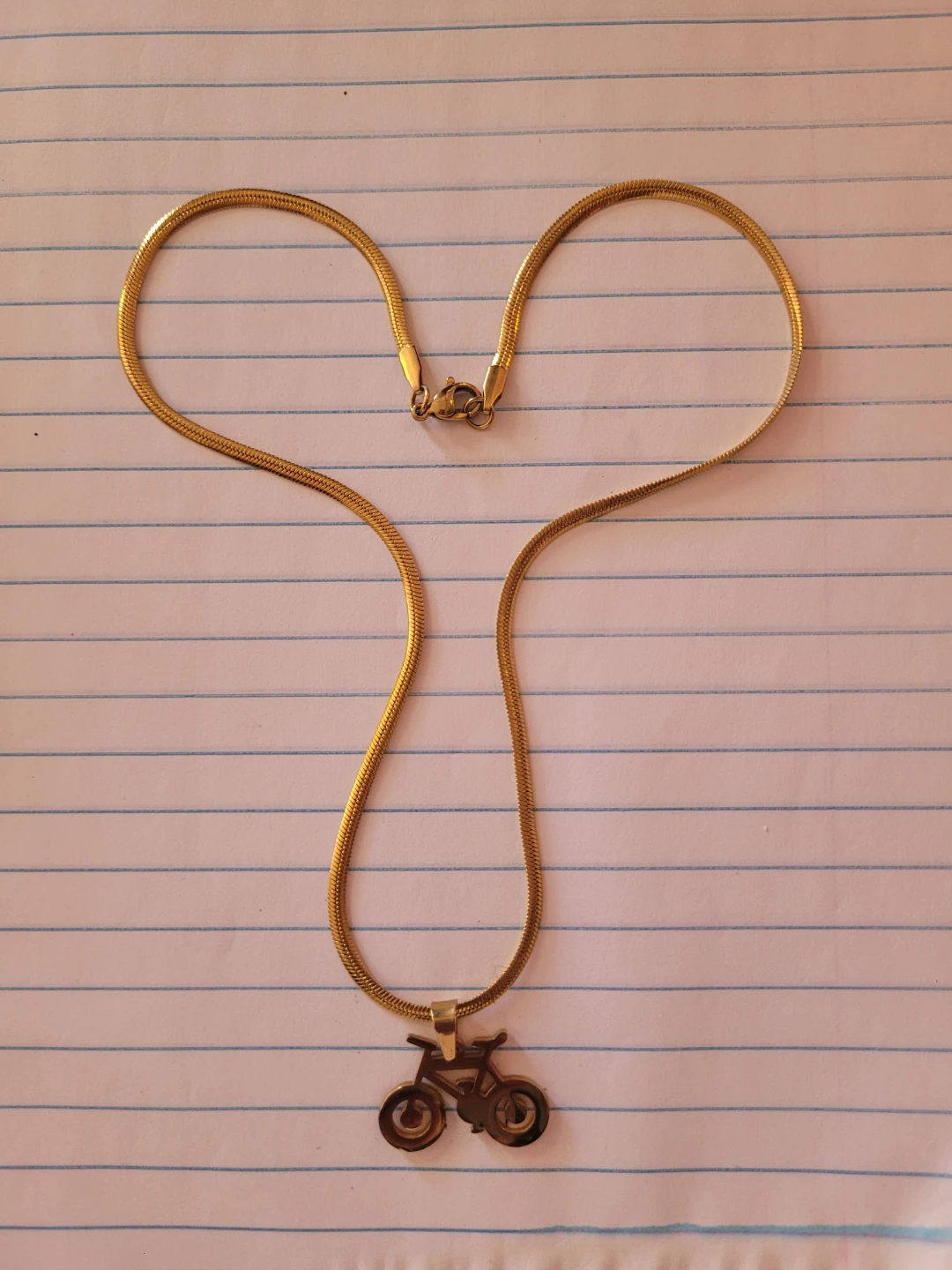 Gold Tone Necklace with Bicycle Charm