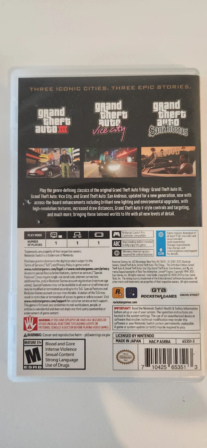 Grand Theft Auto: The Trilogy -  Nintendo Switch Game - photo 3