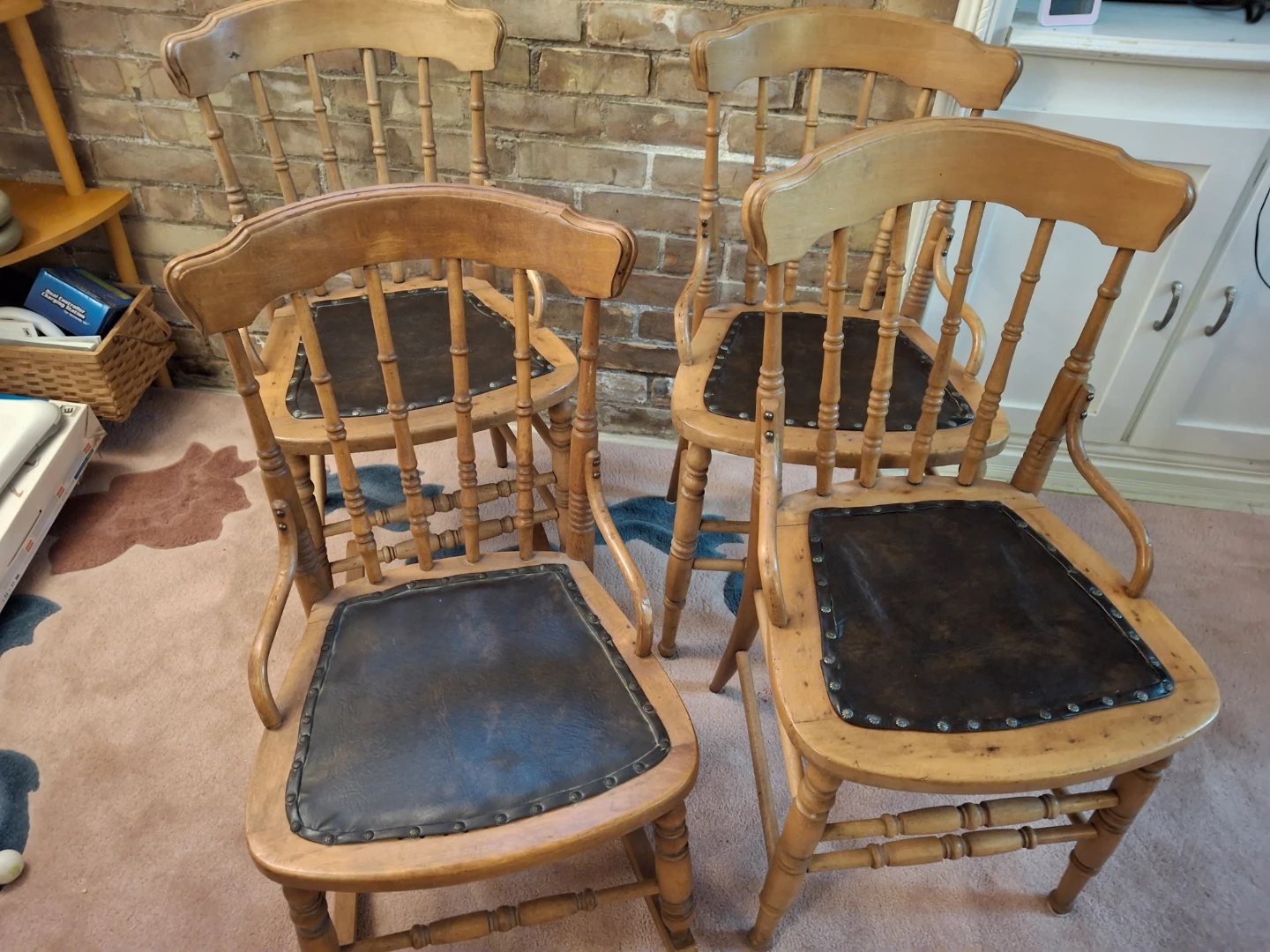 Set of 3 Wooden Dining Chairs and  Rocking Chair