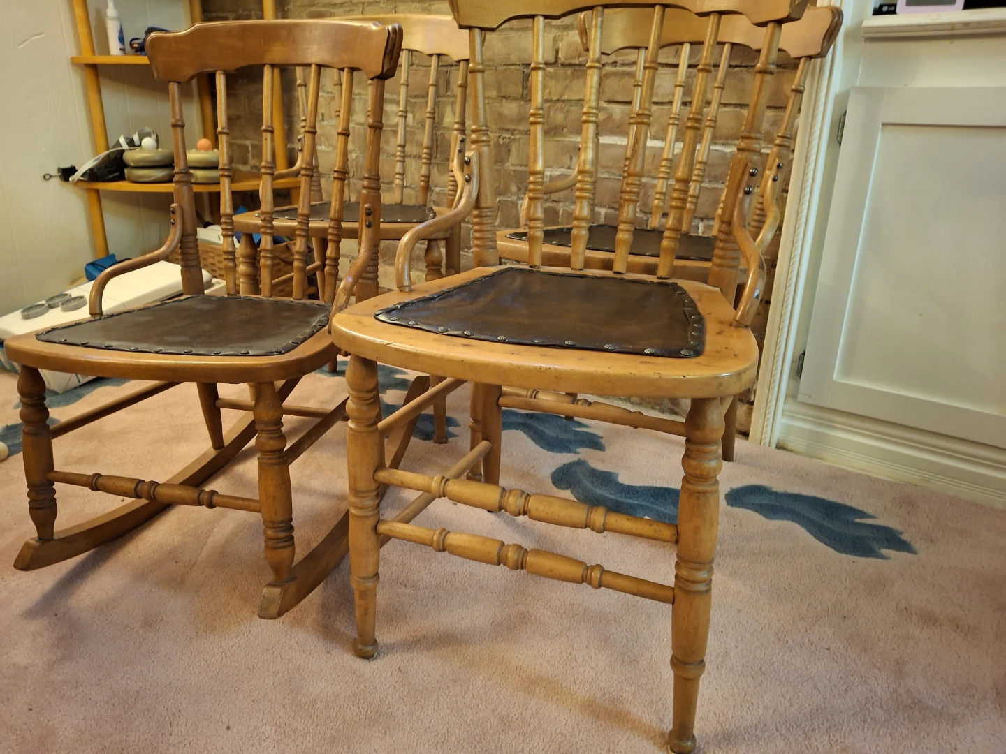 Set of 3 Wooden Dining Chairs and  Rocking Chair - photo 2