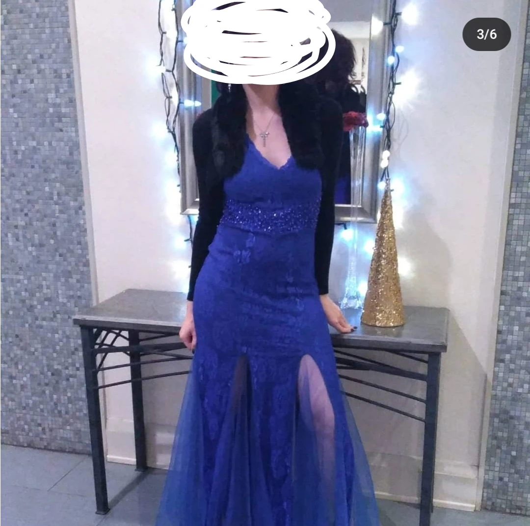 Royal Blue Lace Mermaid Evening Gown - photo 3