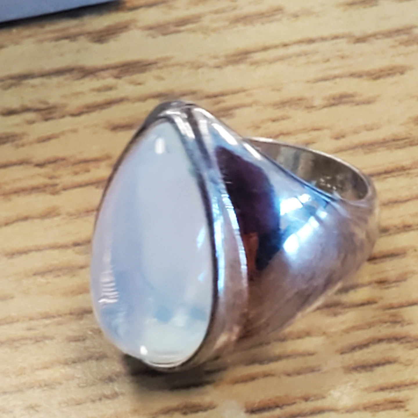Silver Ring with Pearlescent Stone - photo 4