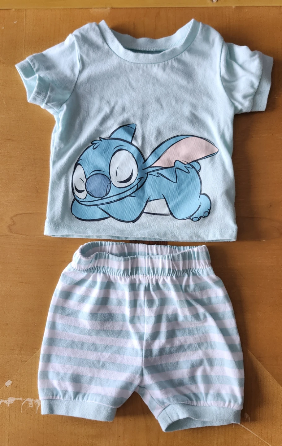0-3 months Baby Blue Stitch T-Shirt and Shorts Set