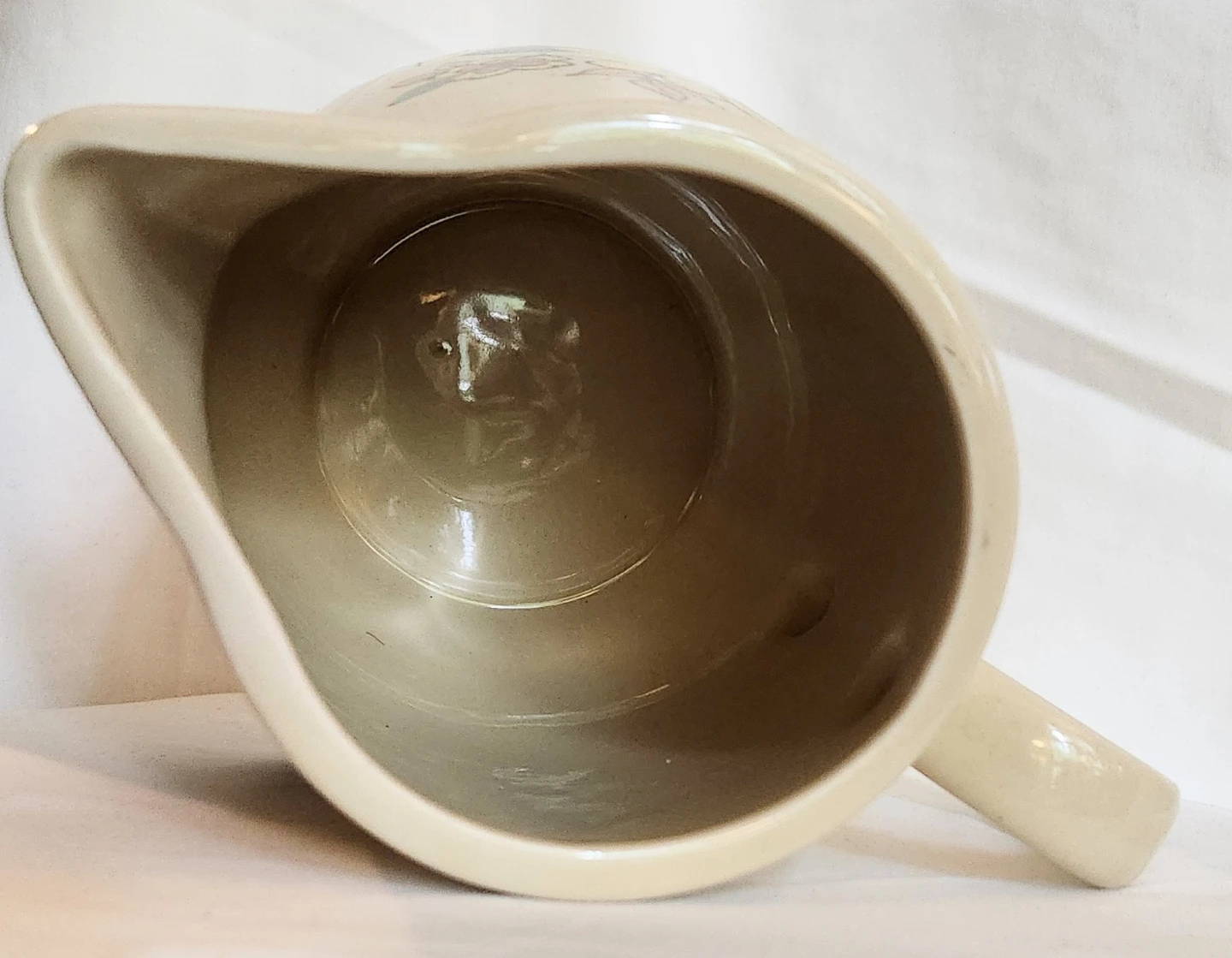 Vintage Floral Cream Ceramic Pitcher - photo 2