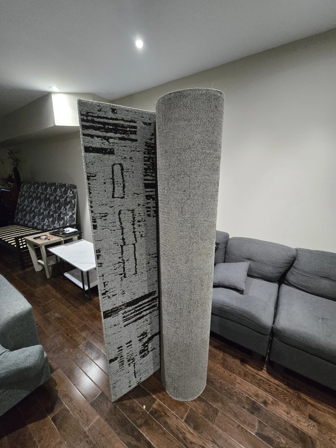 Rolled Area Rug with Abstract Pattern