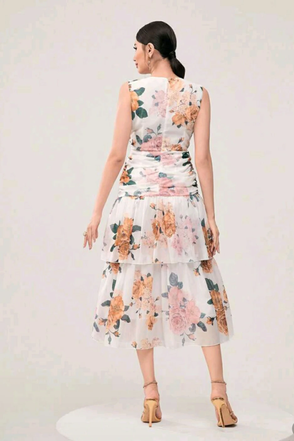 Floral Ruched Tiered Midi Dress - photo 3