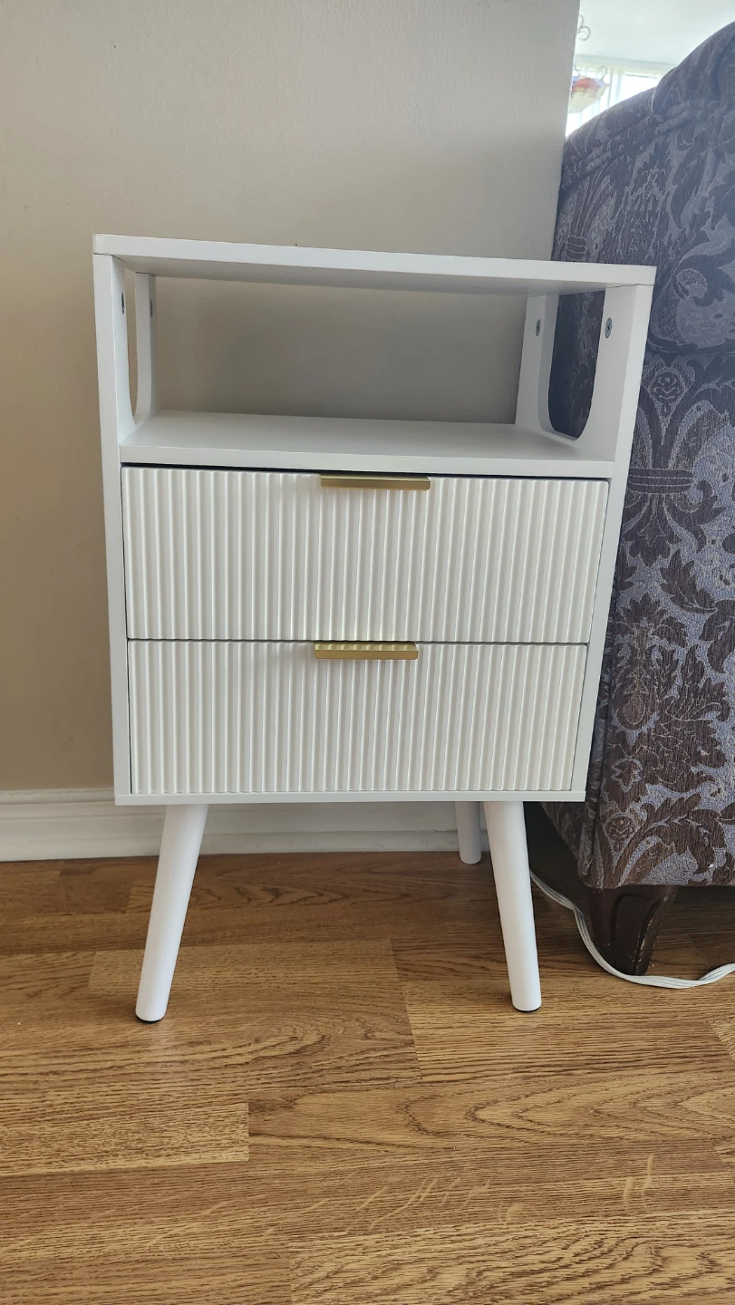 Small White Nightstand with Gold Handles - photo 2