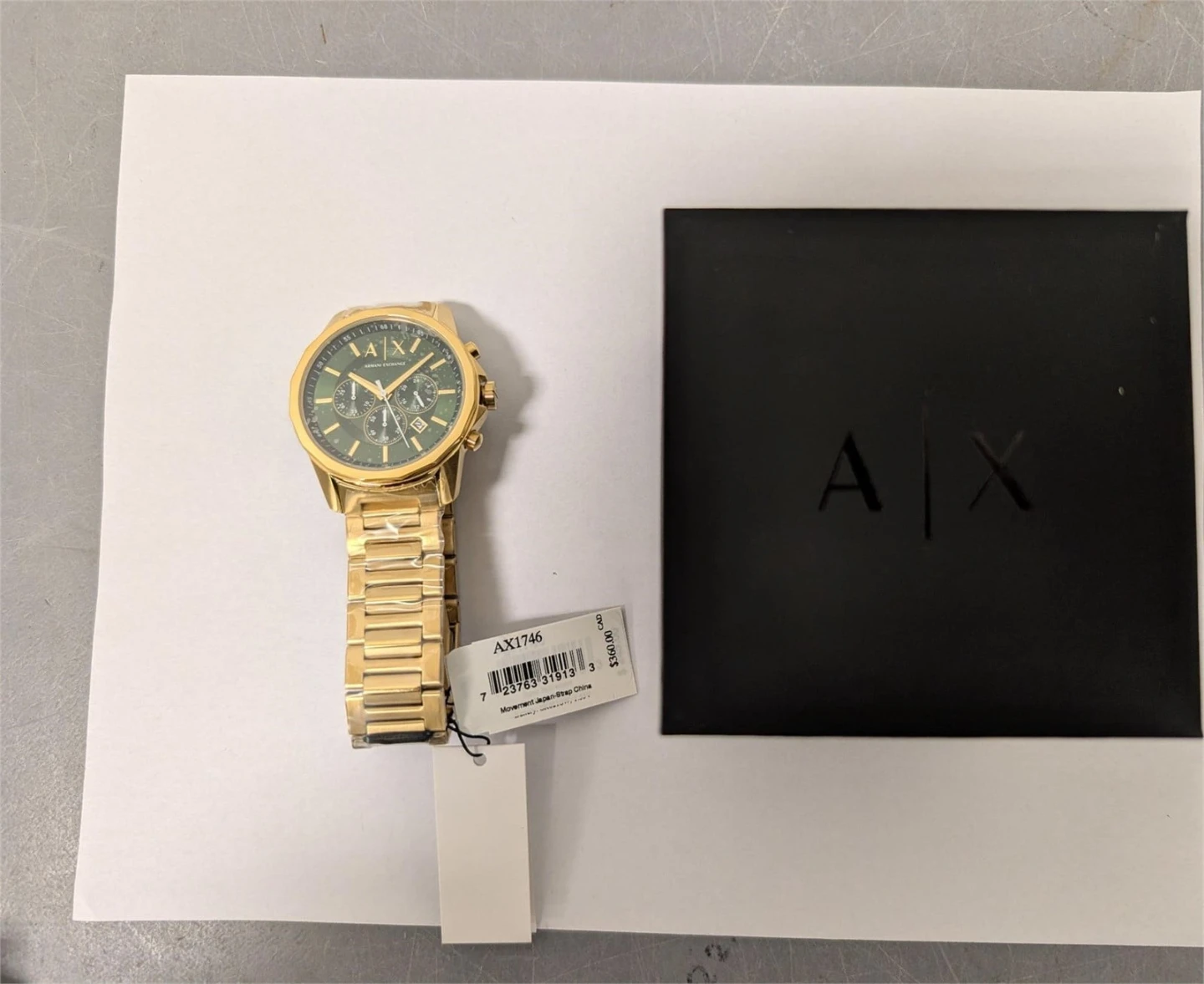 Armani Exchange A|X 1746 Gold Tone Chronograph Green Dial Watch