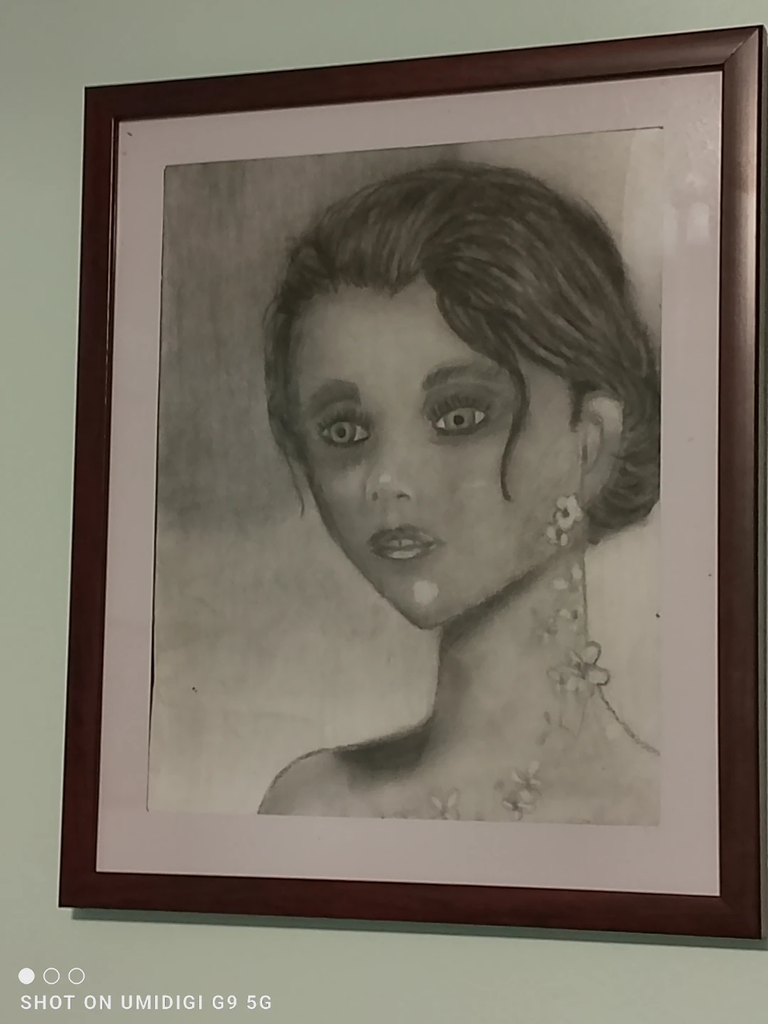 Framed Charcoal Portrait of a Young Woman – Original Art