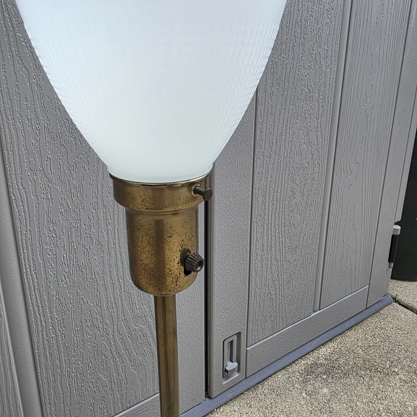 Vintage Brass Table Lamp with Frosted Glass Shade - photo 2