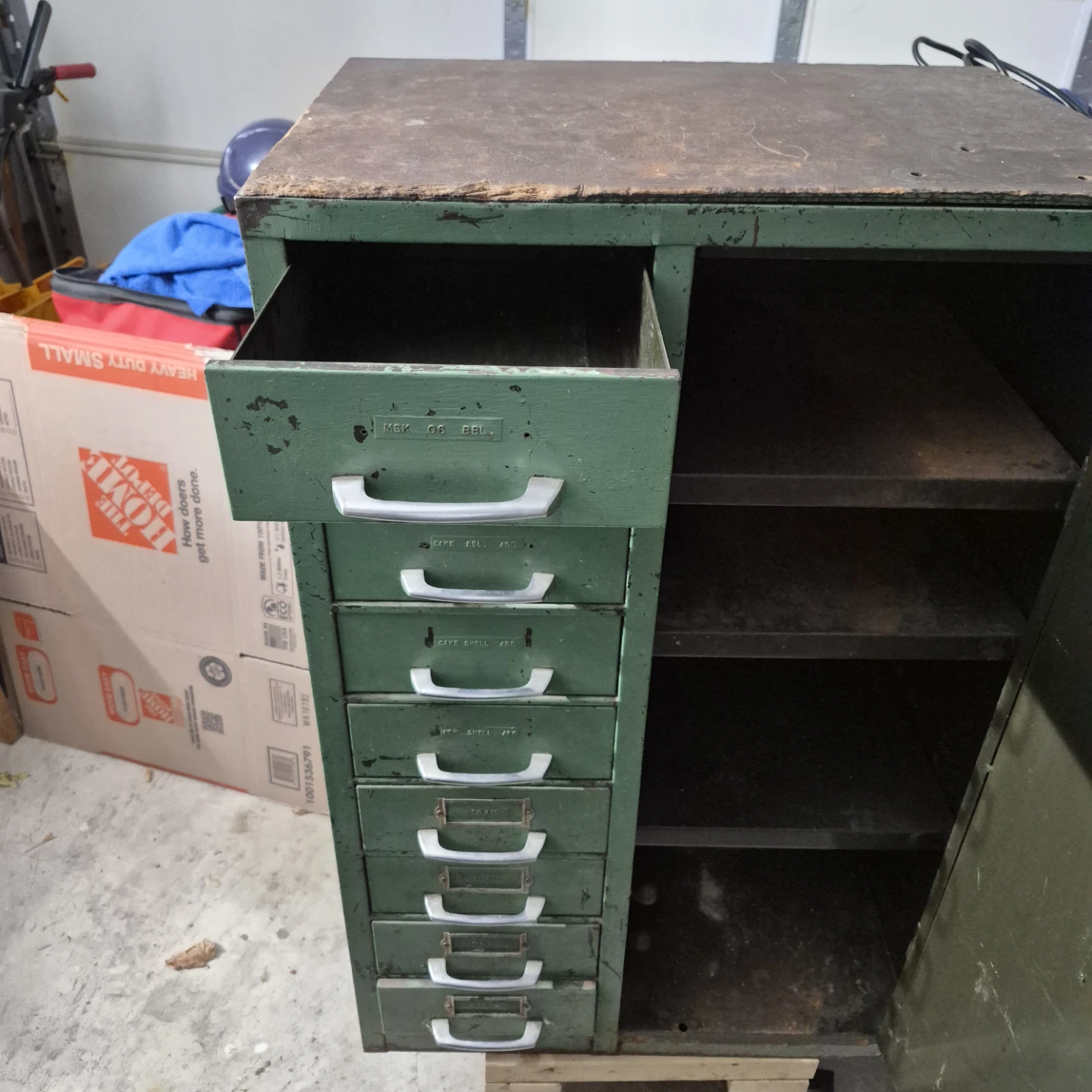 Vintage Green Metal Cabinet with Drawers with Keys - photo 3