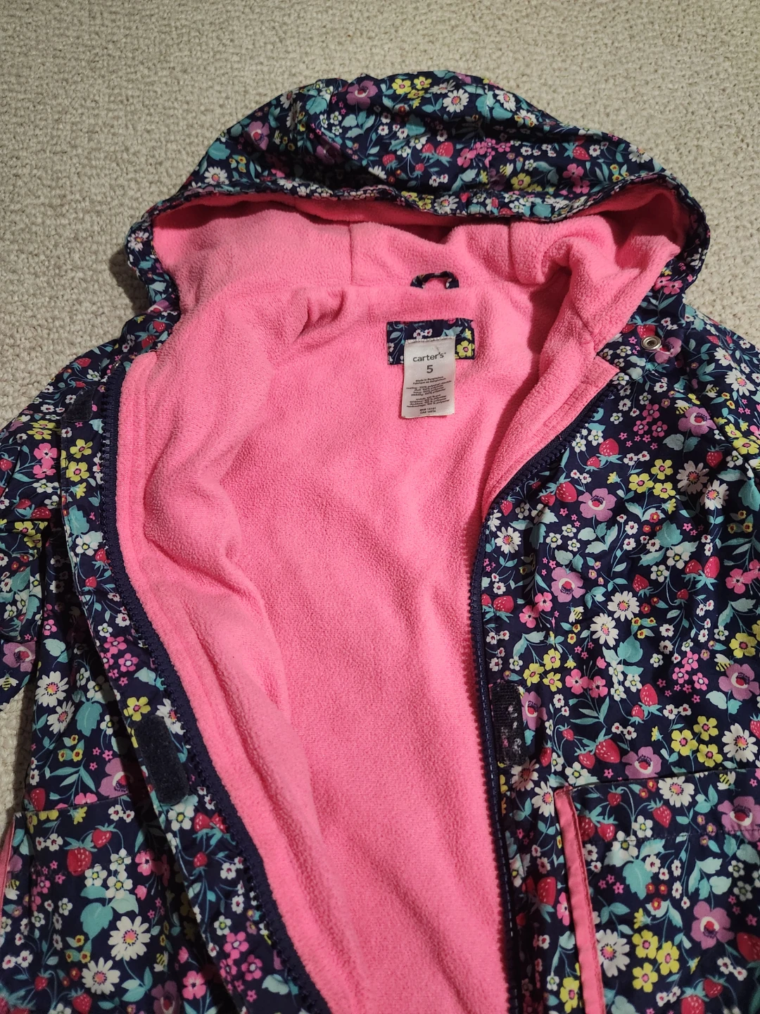 Toddler 5t Carter's Floral Fleece-Lined Hooded - photo 3
