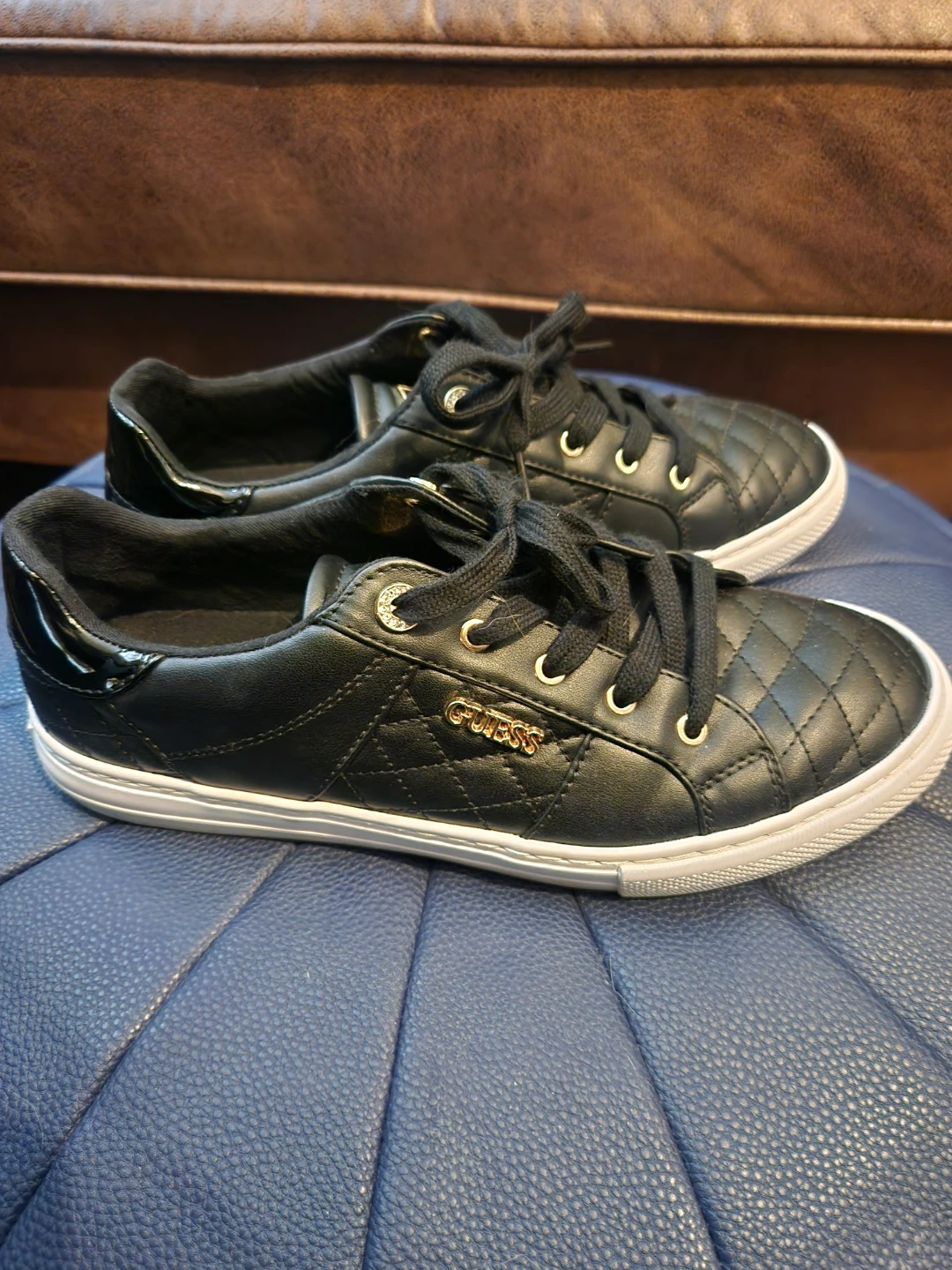 GUESS Women's Black Quilted Sneakers - Size 11M