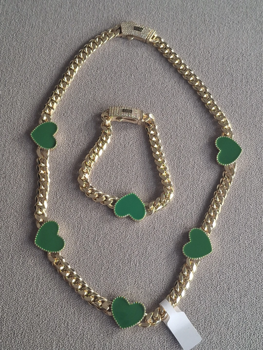 Gold Cuban Link Chain Necklace and Bracelet Set