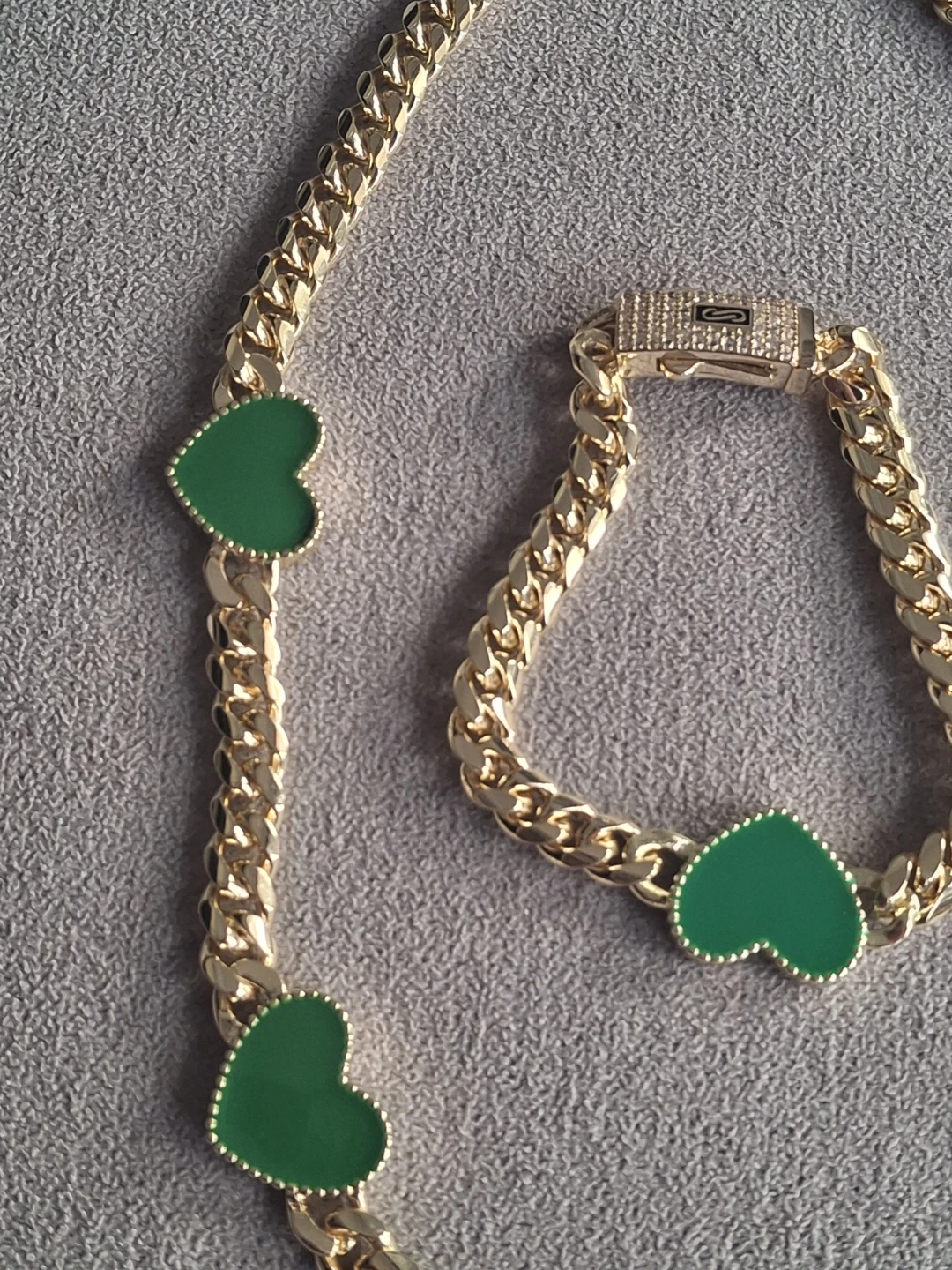 Gold Cuban Link Chain Necklace and Bracelet Set - photo 2
