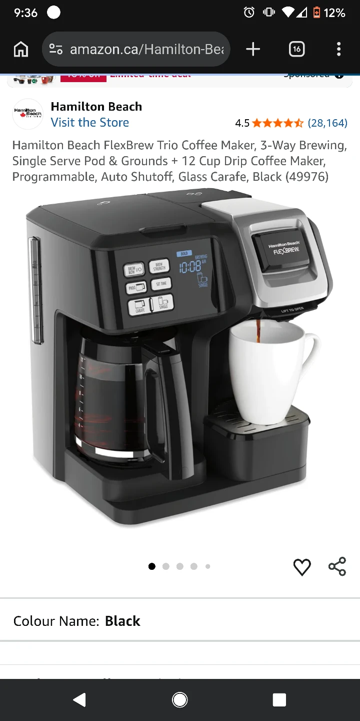 Hamilton Beach FlexBrew Trio Coffee Maker - Black