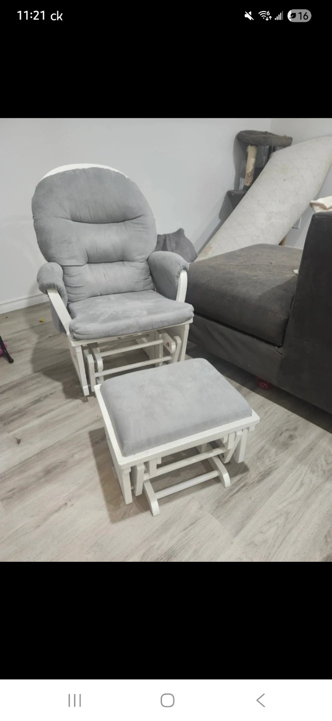 Glider Chair and Ottoman Set - Grey - photo 3