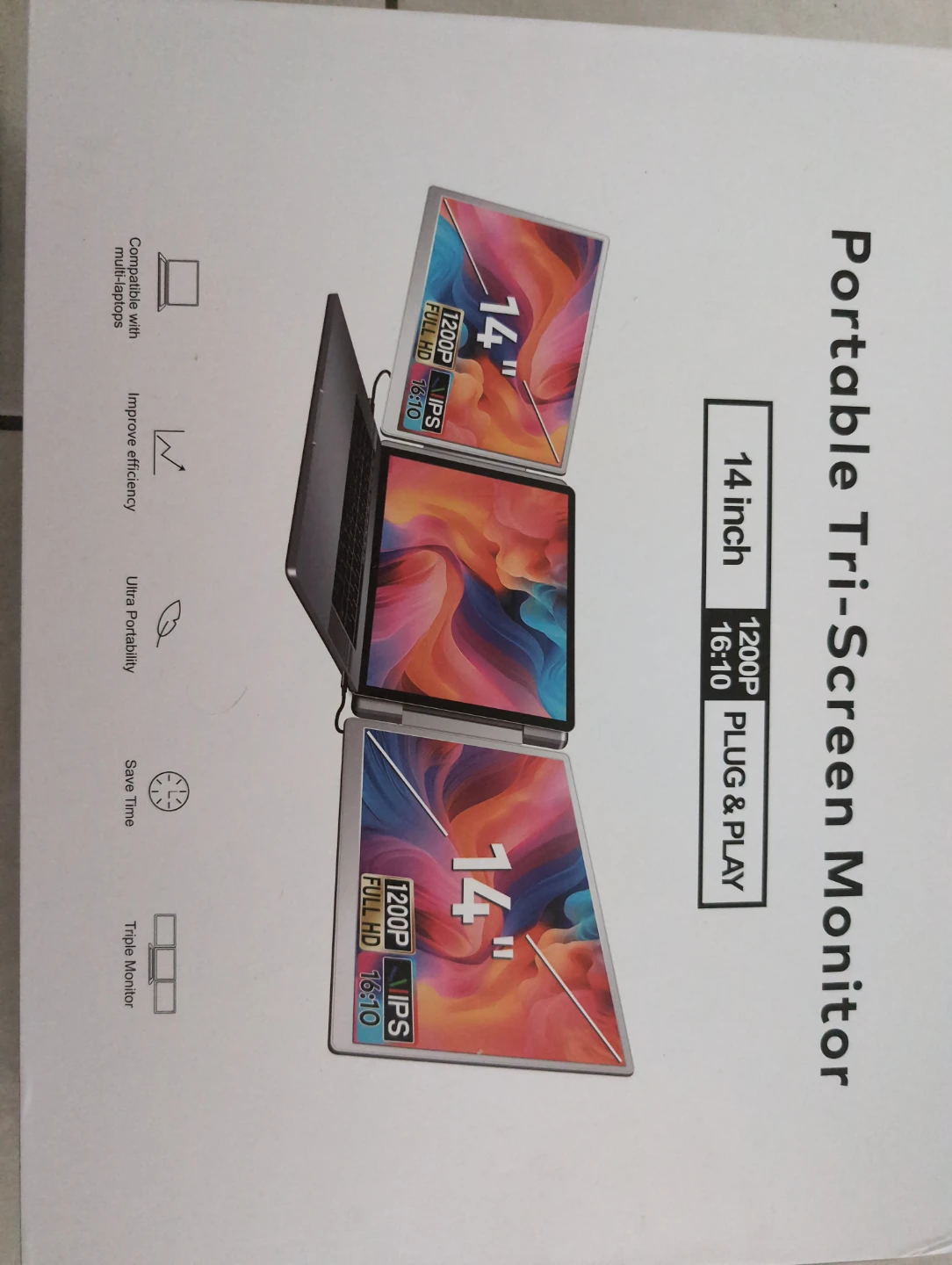 Portable Tri-Screen Monitor 14 inch