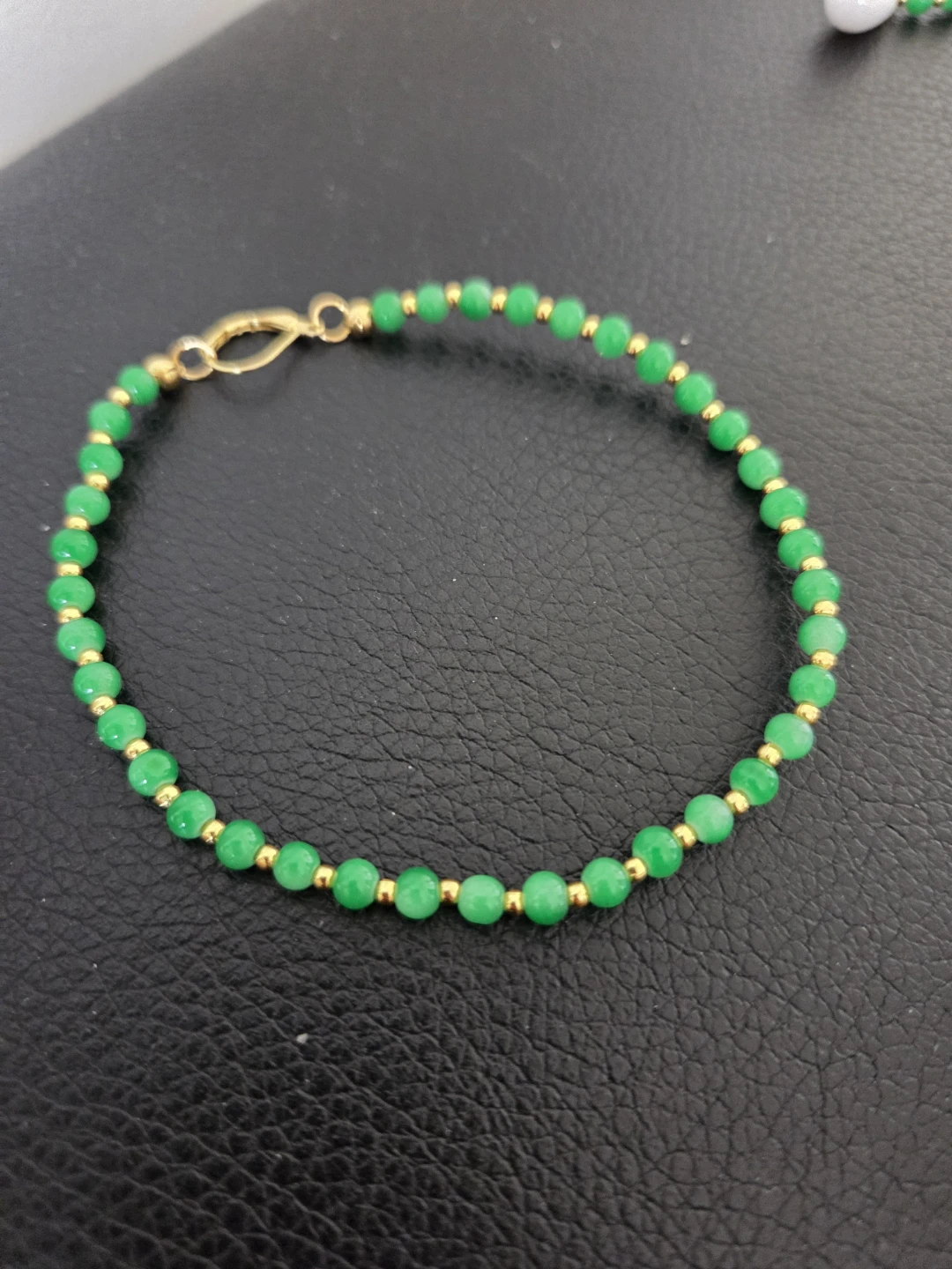 Green Beaded Anklet - photo 2