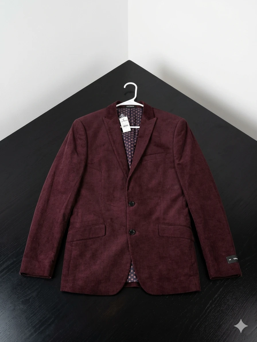 Express Men's Corduroy Blazer - Burgundy, Size 38R