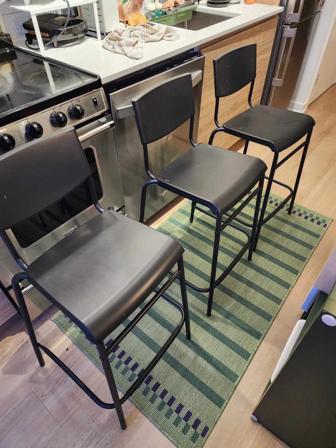 Set of 3  IKEA Black Bar stools