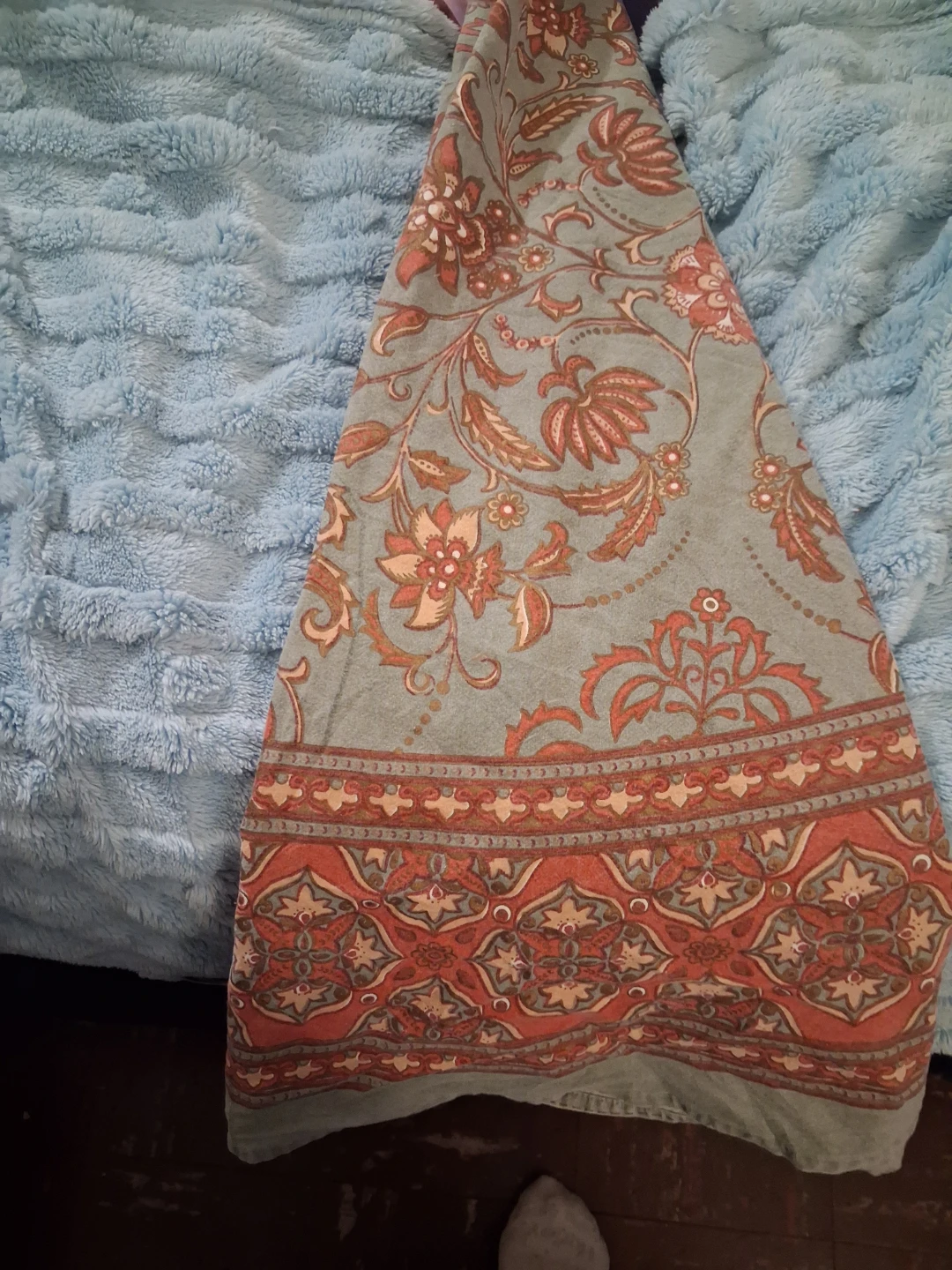 Olivegreen and rust color round table cloth - photo 2