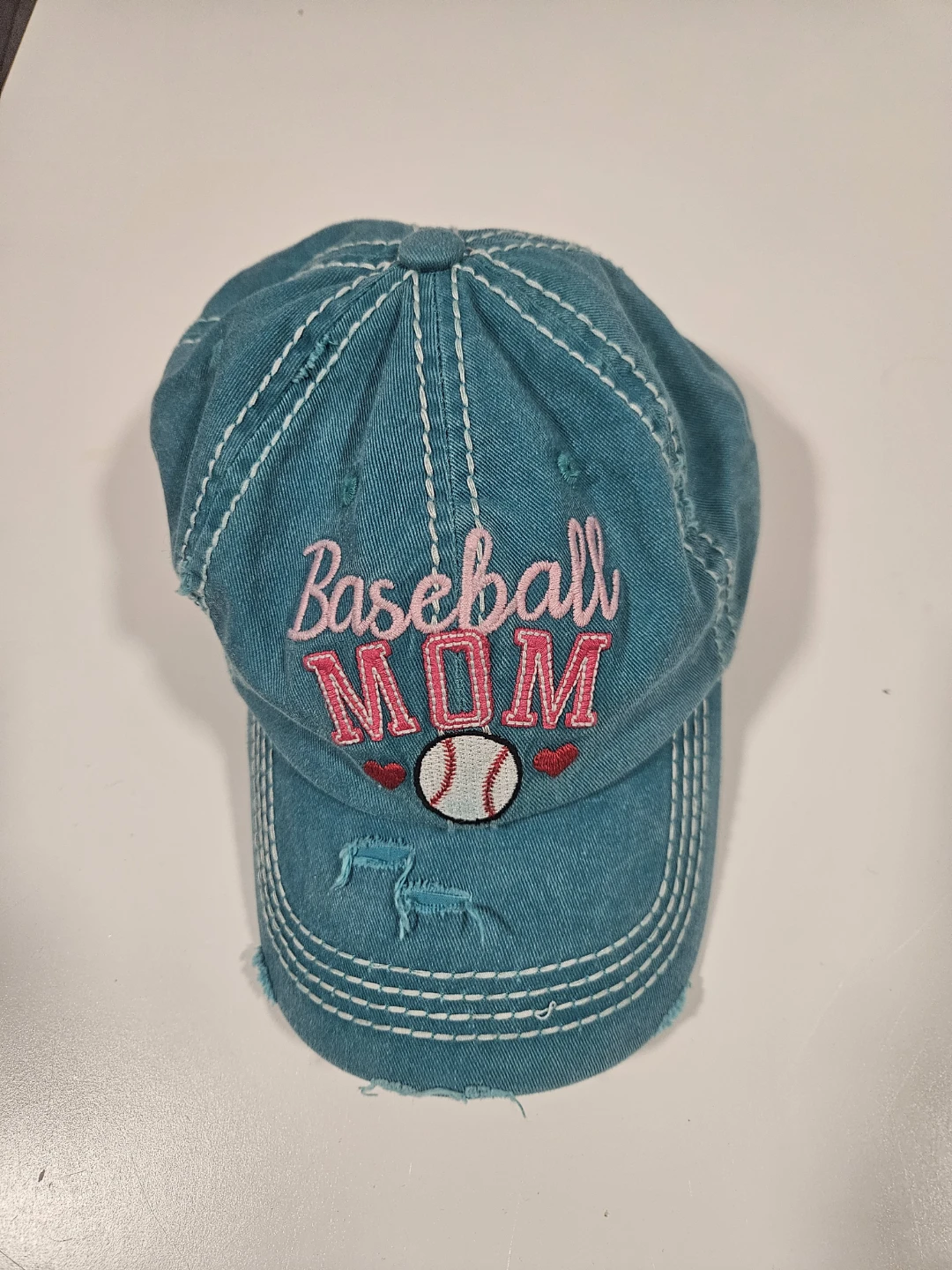Teal "Baseball Mom" Baseball Cap