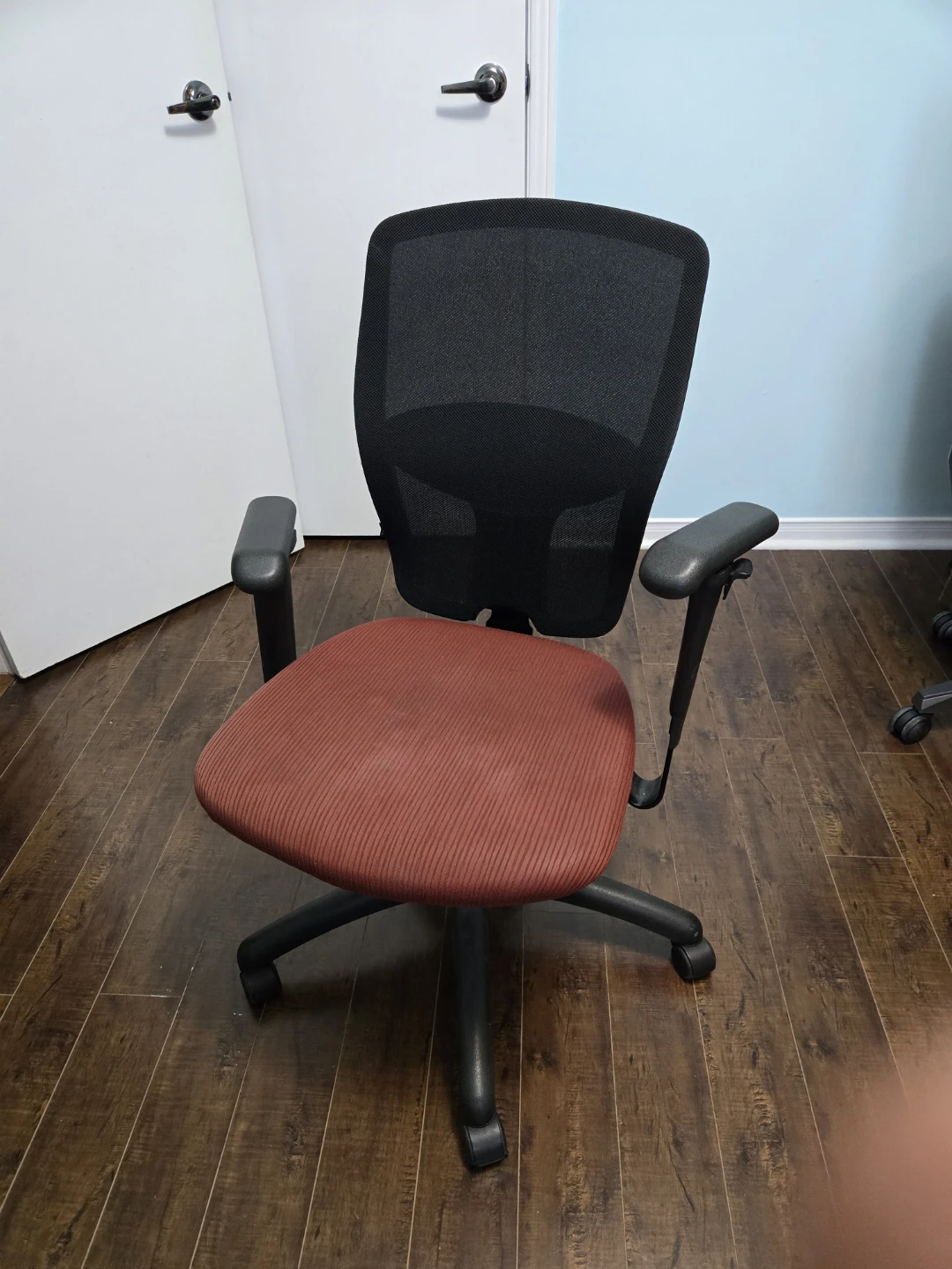 Office Chair - Black Mesh Back and Red Seat