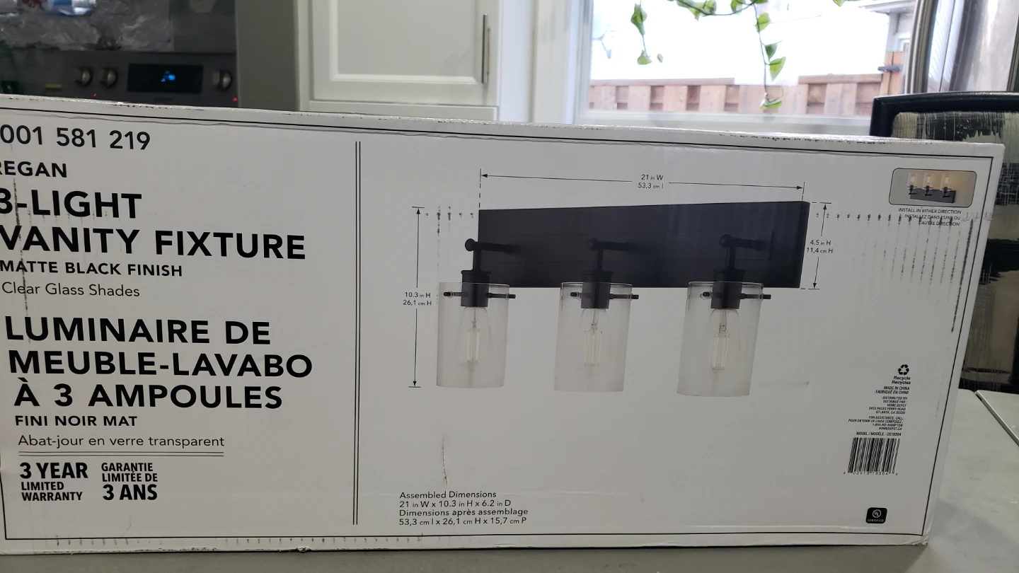 Hampton Bay Regan 3-Light Vanity Fixture - Matte Black - photo 2