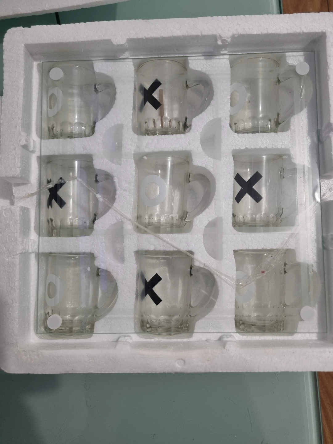 Tic Tac Toe Glass Game Set with Mugs
