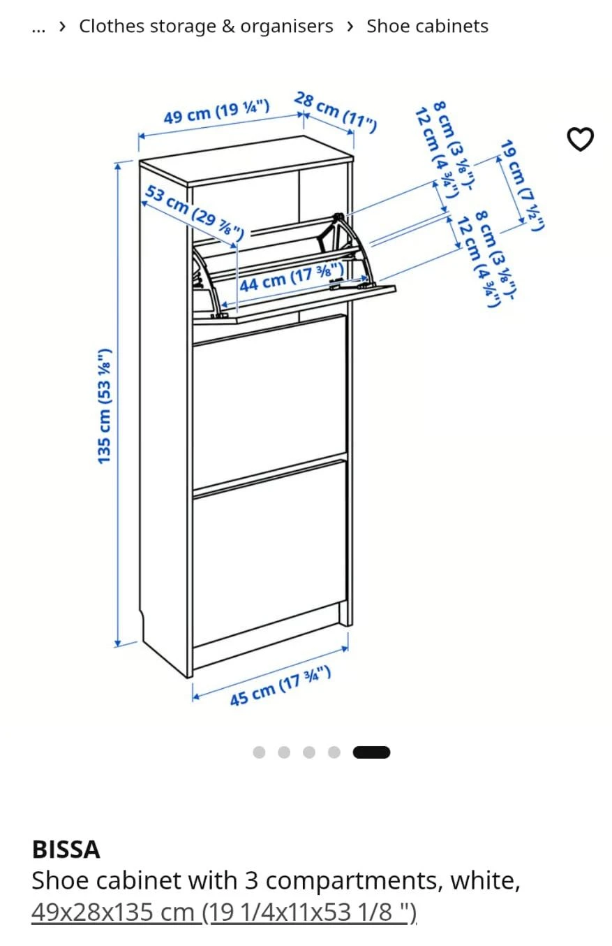 IKEA BISSA Shoe Cabinet - White - photo 3