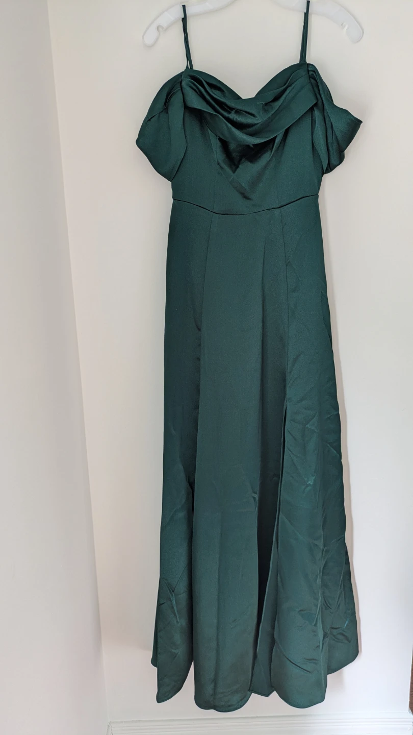 Emerald Green Satin Dress