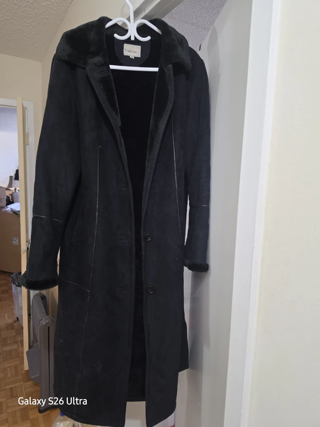 Tradition Black Faux Shearling Lined Coat Size 14 - photo 2