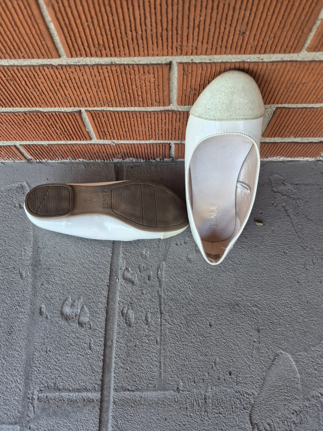 The Children's Place White Glitter Ballet Flats - Size 2