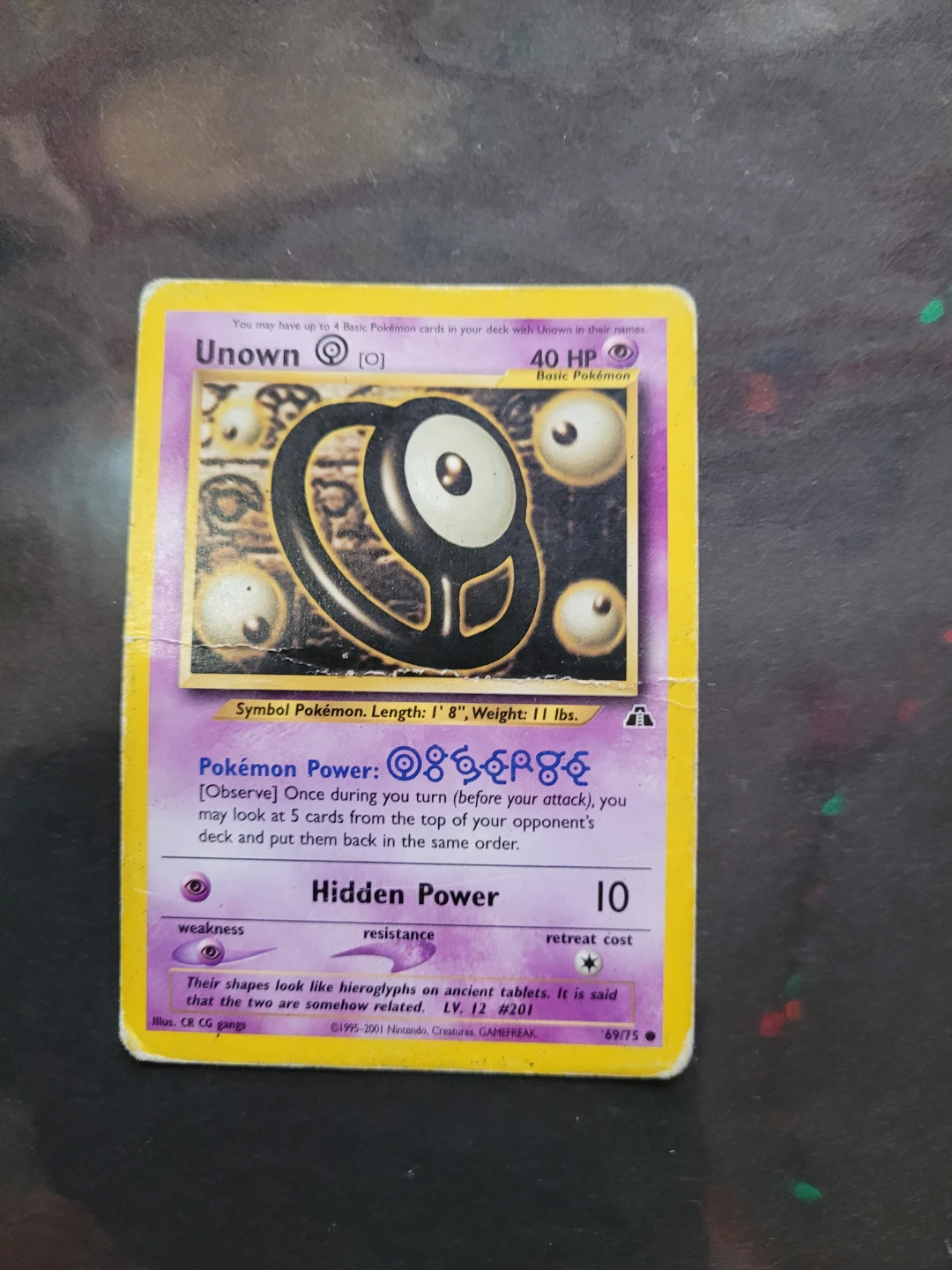 Pokemon Unown "O" Card