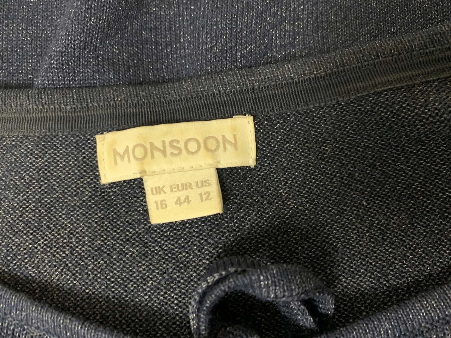 Monsoon Navy Tie Neck Long Sleeve Sweater - Size 12 - photo 3
