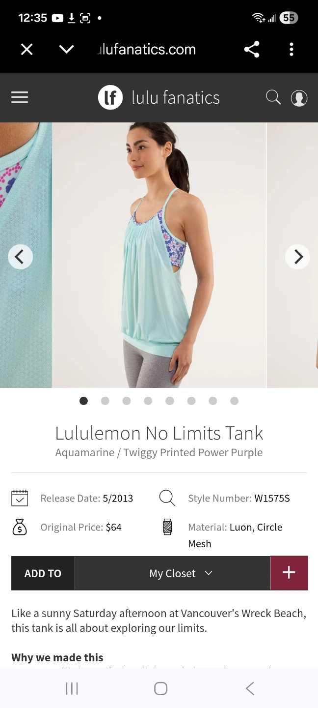 Lululemon No Limits Tank Top Aquamarine/Twiggy Purple - photo 3