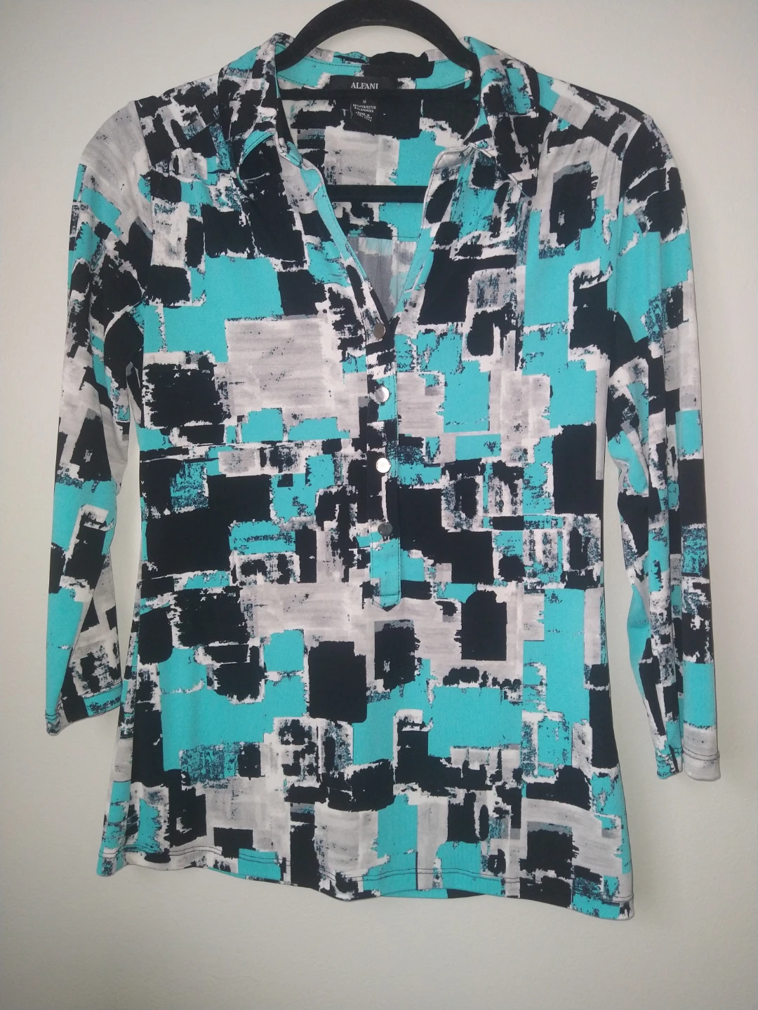 Alfani Women's Pullover Geometric Blouse Size Small