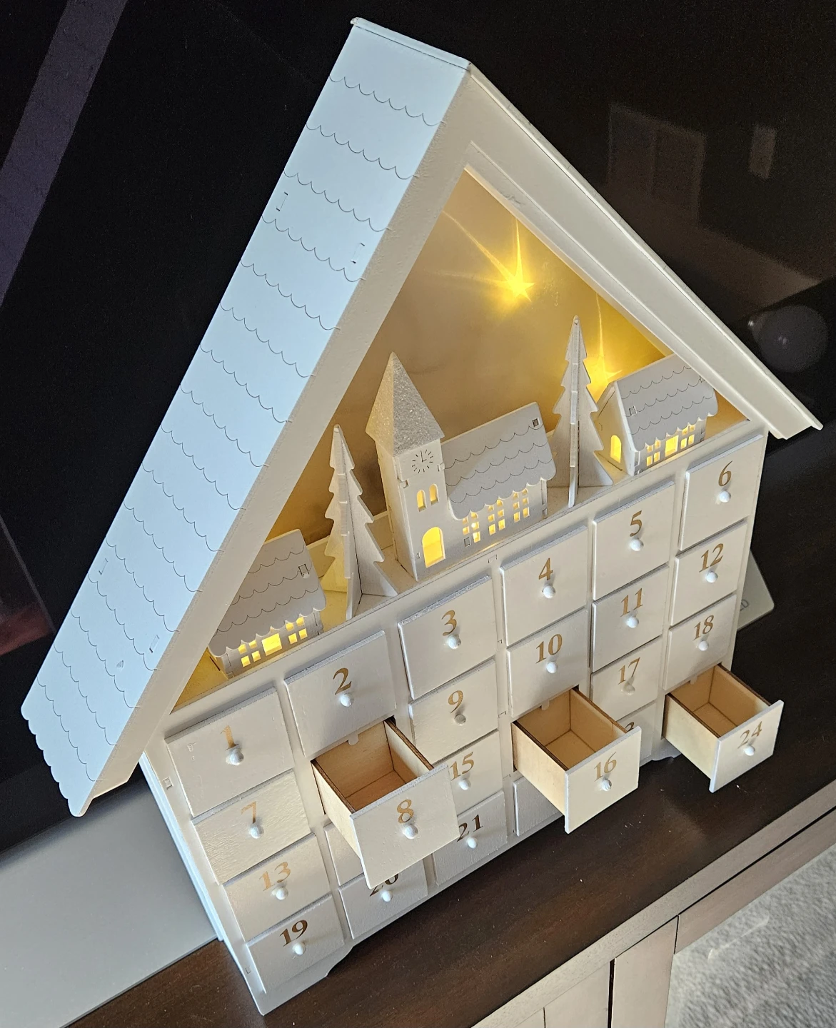 Wooden Advent Calendar House with Lights - photo 2