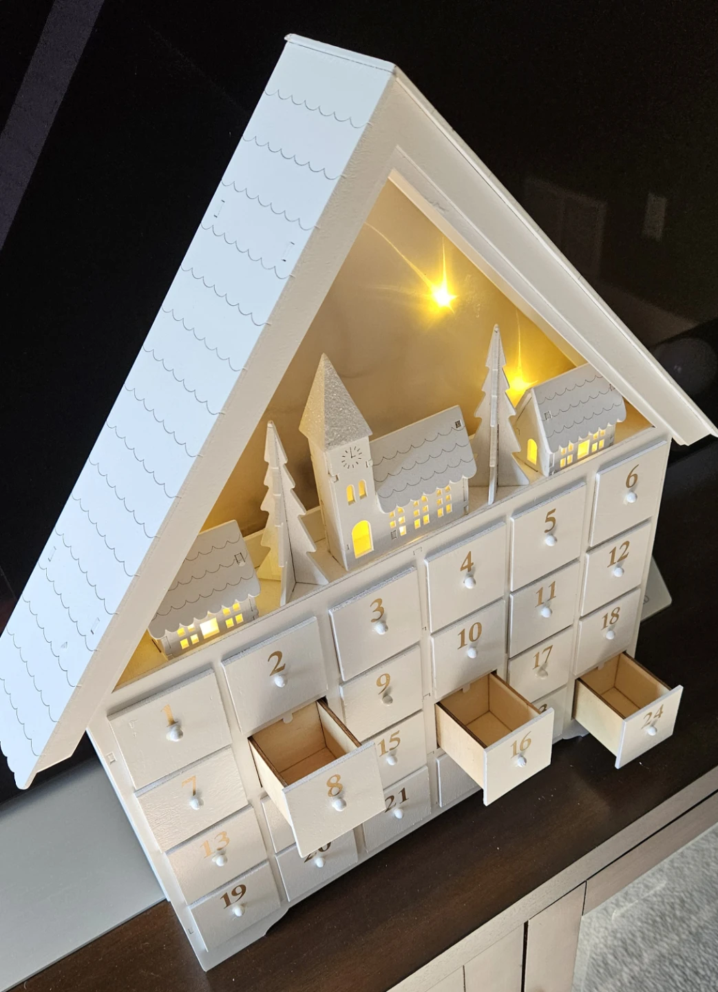 Wooden Advent Calendar House with Lights - photo 3