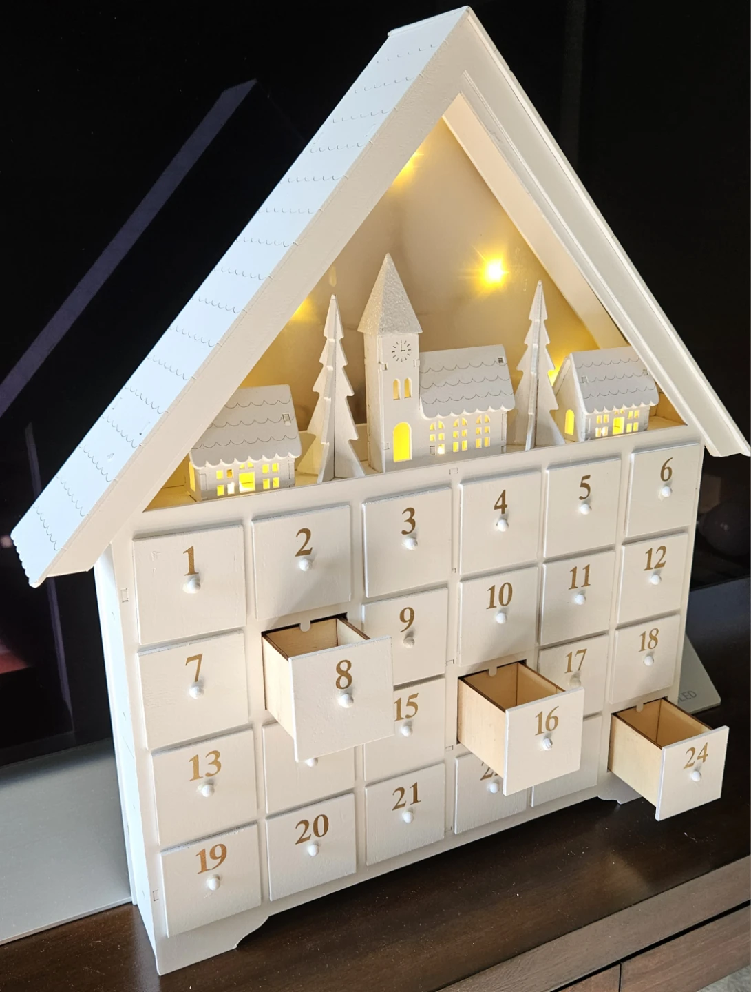 Wooden Advent Calendar House with Lights - photo 4