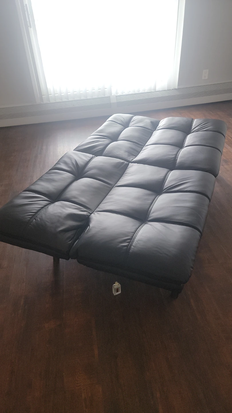 Black Faux Leather Futon Sofa Bed - photo 2