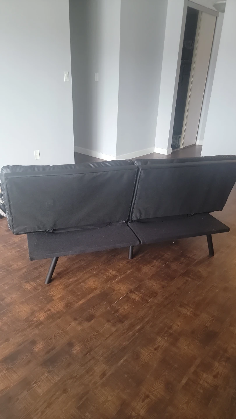 Black Faux Leather Futon Sofa Bed - photo 3