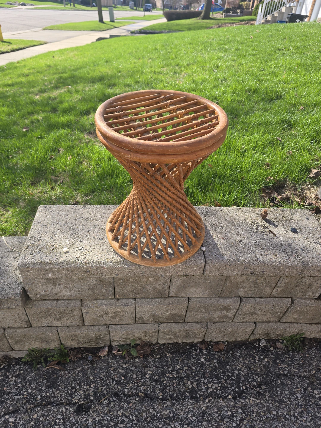 vintage wicker plant stand