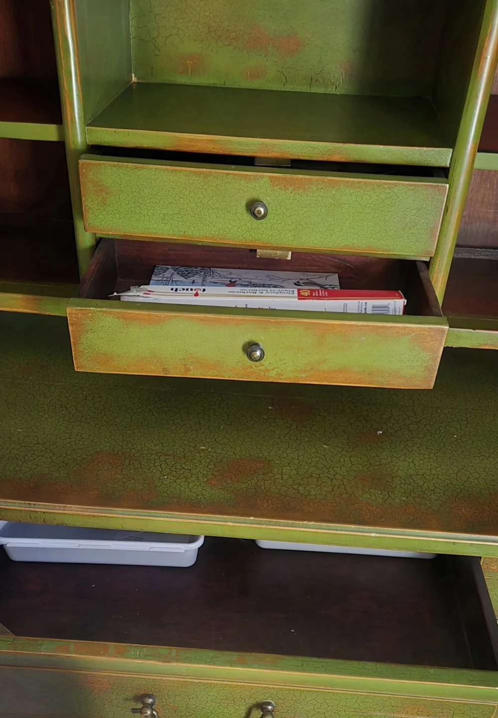 Vintage Green Secretary Desk with Hutch - photo 5