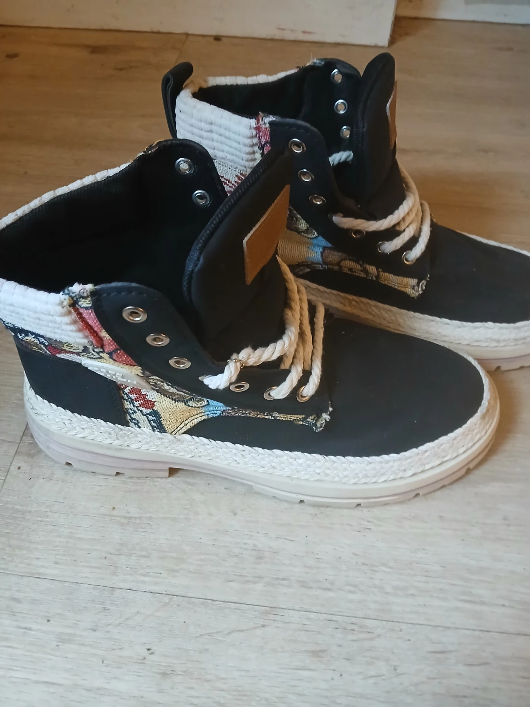 Mens High-Top Boots with Patterned Accents